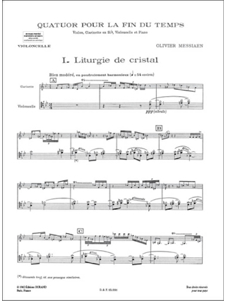 Quatuor pour la fin du Temps - Parties - MESSIAEN - Partition